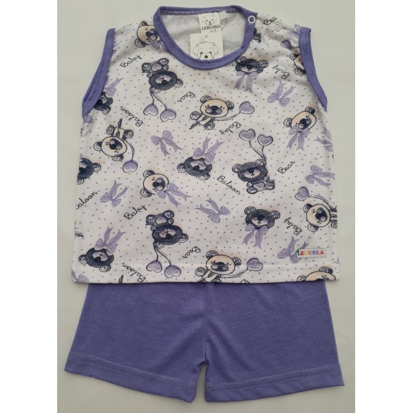 Pijama Regata Lilás Ursa com Bexiga 1,3